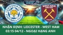 Nhận Định Tip Kèo: Leicester City vs West Ham 02h30 - 04/12 - Khó Cho Chủ Nhà